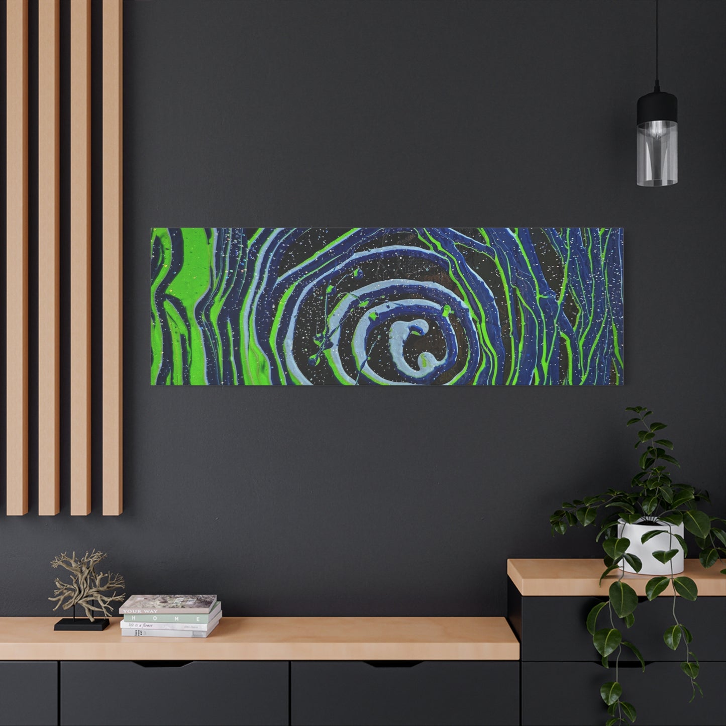 Abstract Green Swirl Matte Canvas Art — Stretched 1.25" Wall Décor