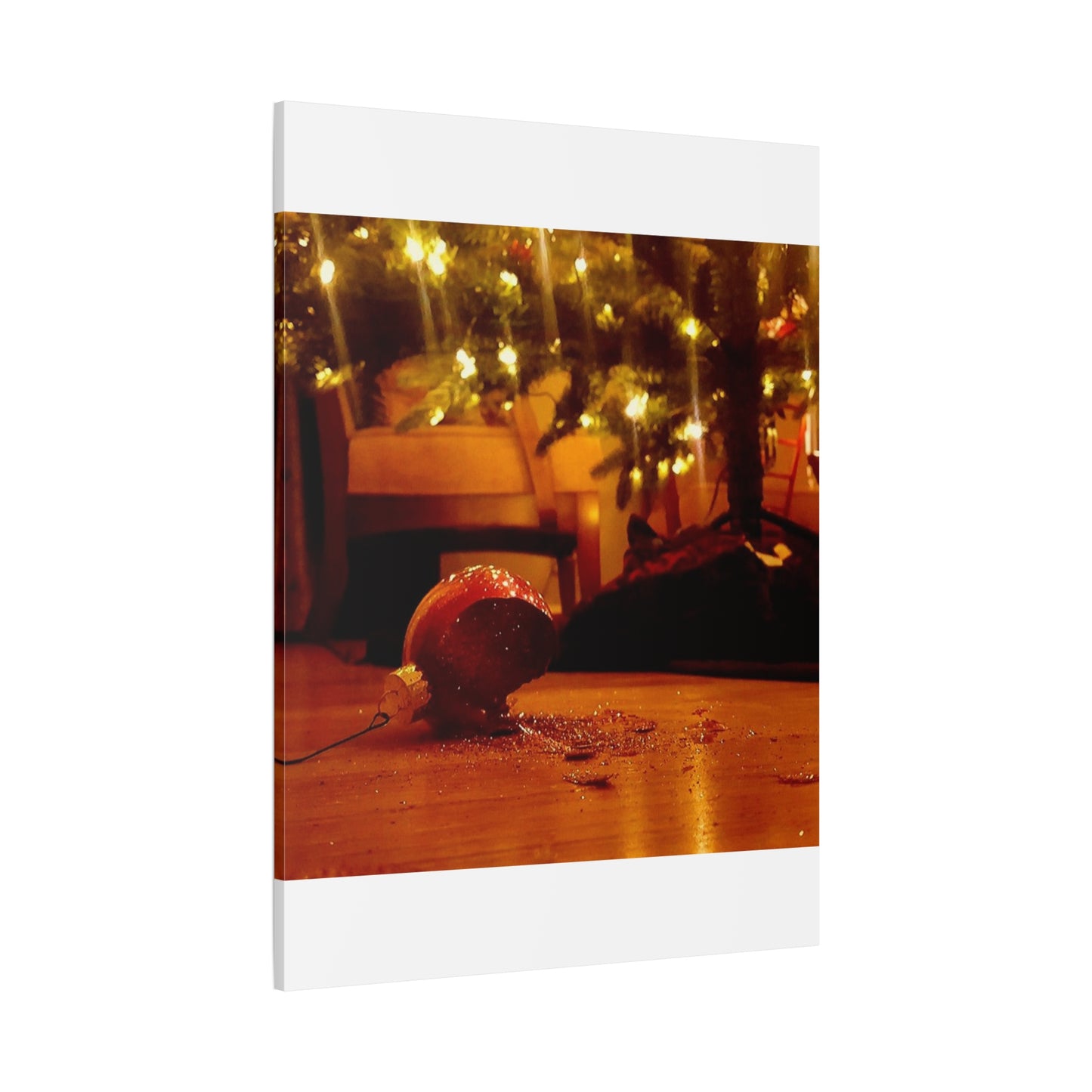 Christmas Tree Ornament Photo Canvas – Cozy Holiday Still Life Wall Art