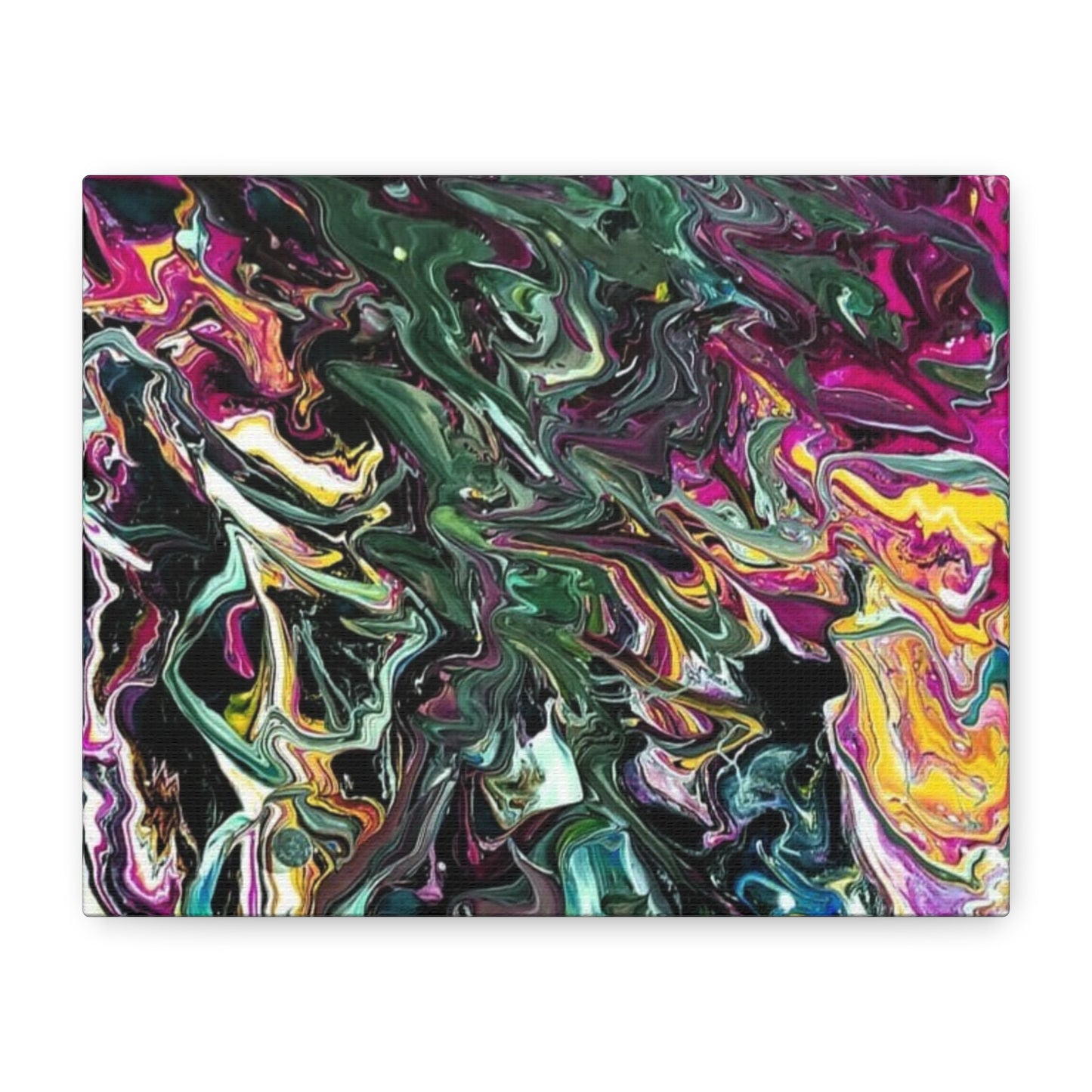 chaos in the garden - Abstract Fluid Art Matte Canvas Print - Colorful Swirl Wall Art