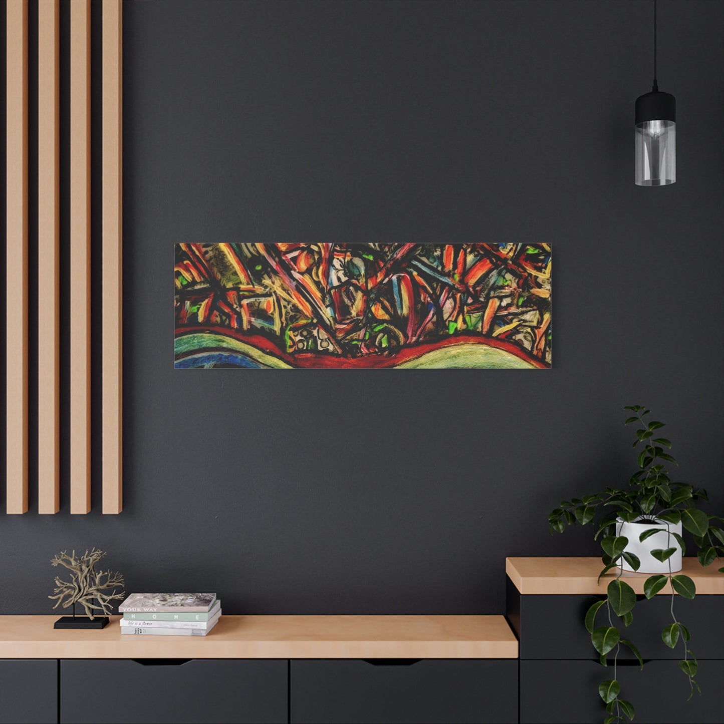Acrylic_inequalities - Abstract Coastal Cityscape Canvas — Vibrant Ocean Wave Wall Art