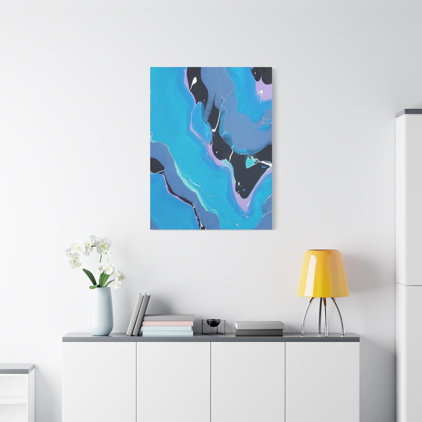 Abstract Blue Fluid Art Canvas Print — Matte Stretched Wall Art 1.25"