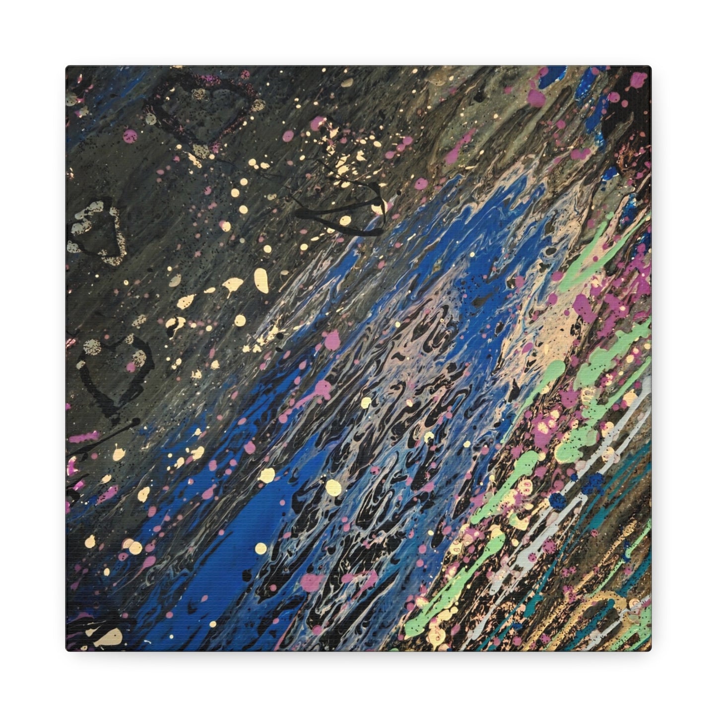 Abstract Splatter Matte Canvas Print — Colorful Fluid Art Wall Decor, Stretched 1.25"