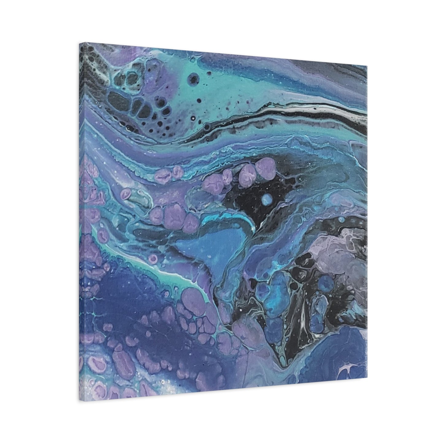 Abstract Ocean Wave Matte Canvas Print — Blue & Purple Fluid Art, Stretched 1.25"