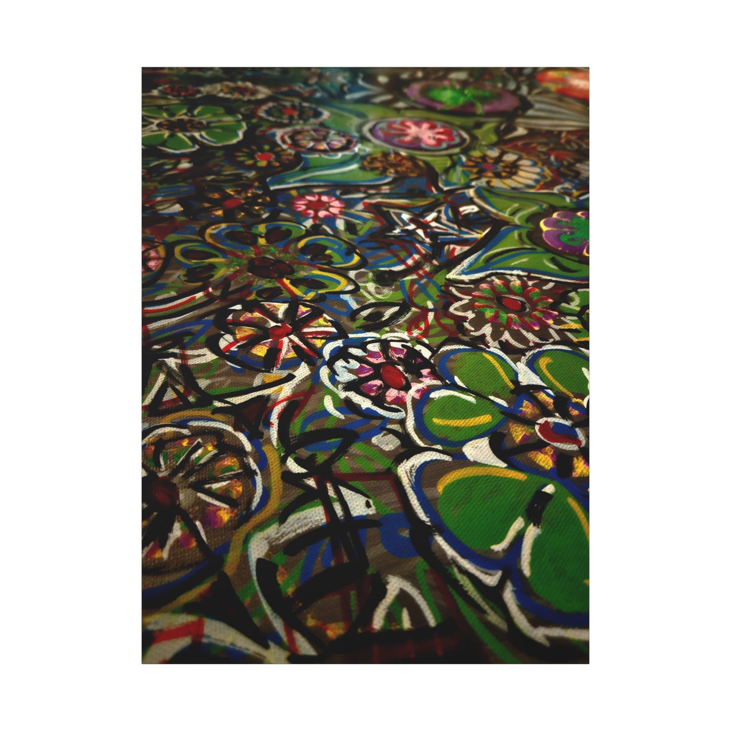 Urban_Gardening - Abstract Floral Canvas Print — Colorful Street-Art Style Stretched Wall Art