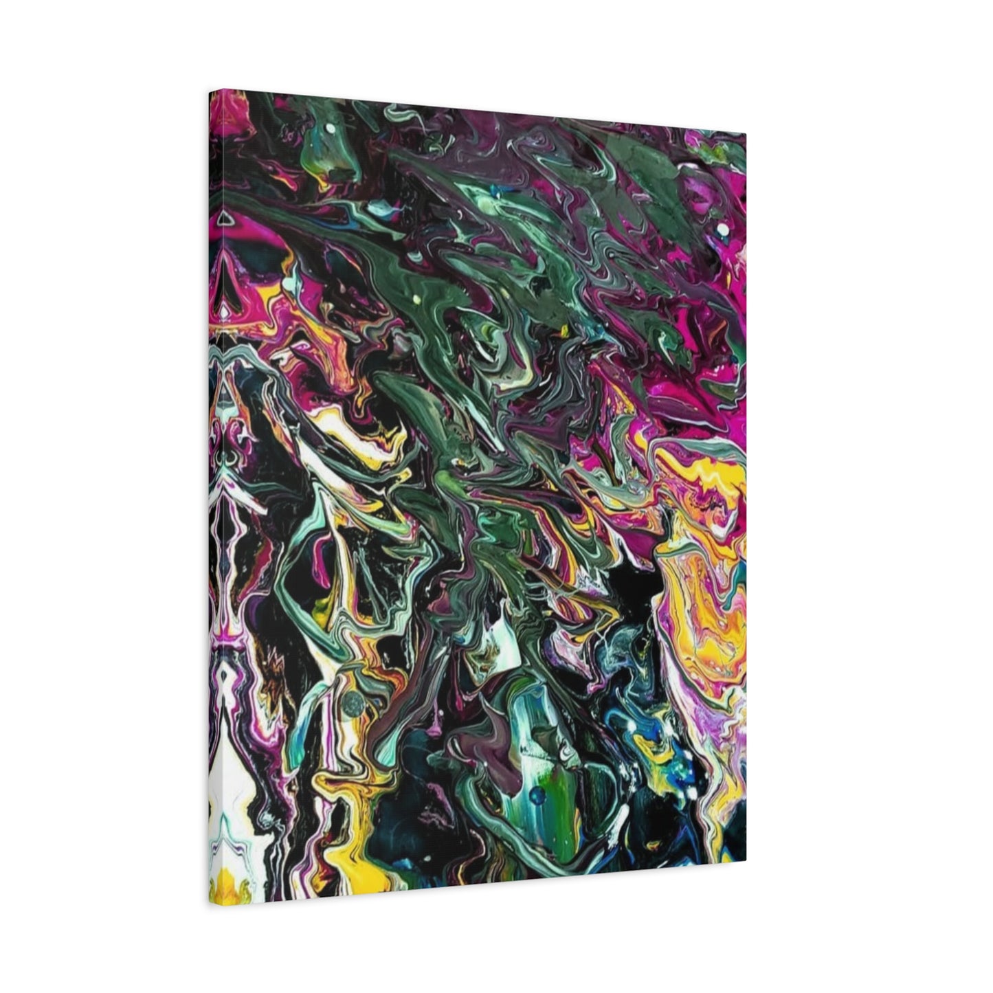 chaos in the garden - Abstract Fluid Art Matte Canvas Print - Colorful Swirl Wall Art