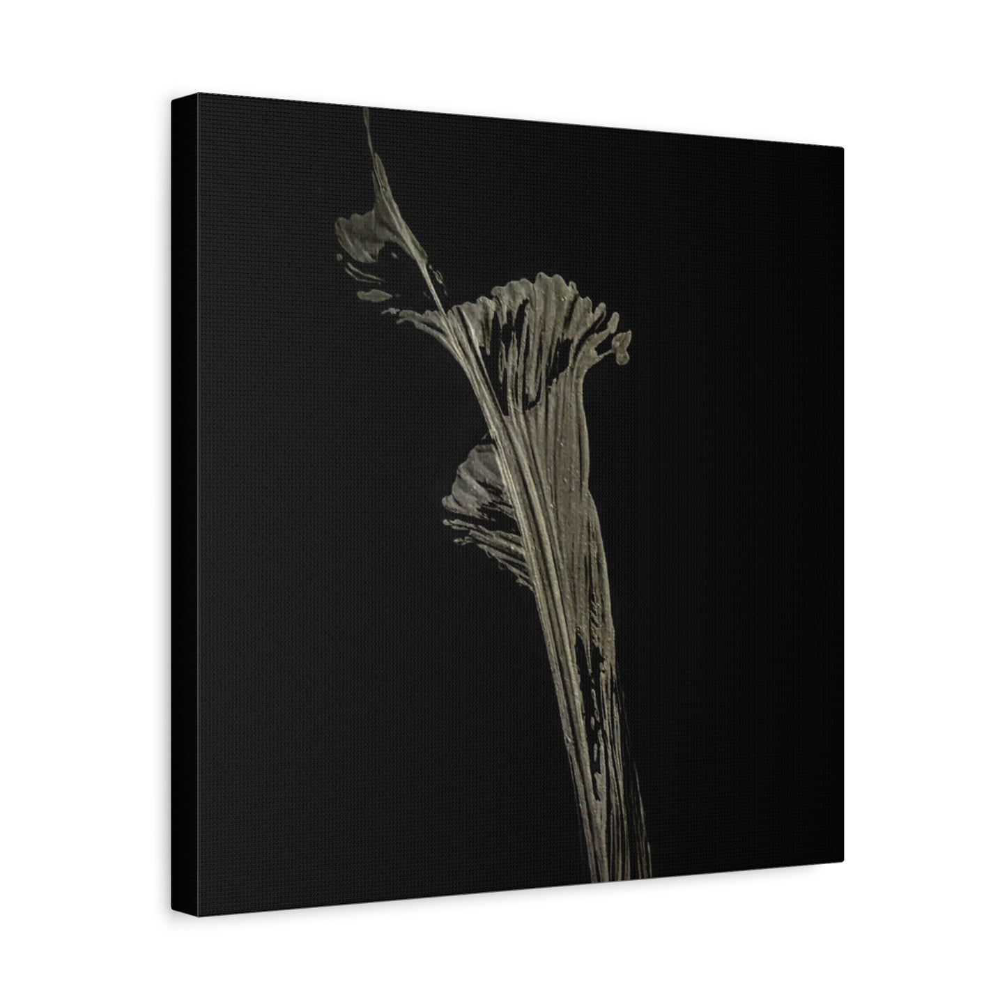 Calla Lilly - Minimalist Botanical Canvas Print — Monochrome Flower Art on Black Matte
