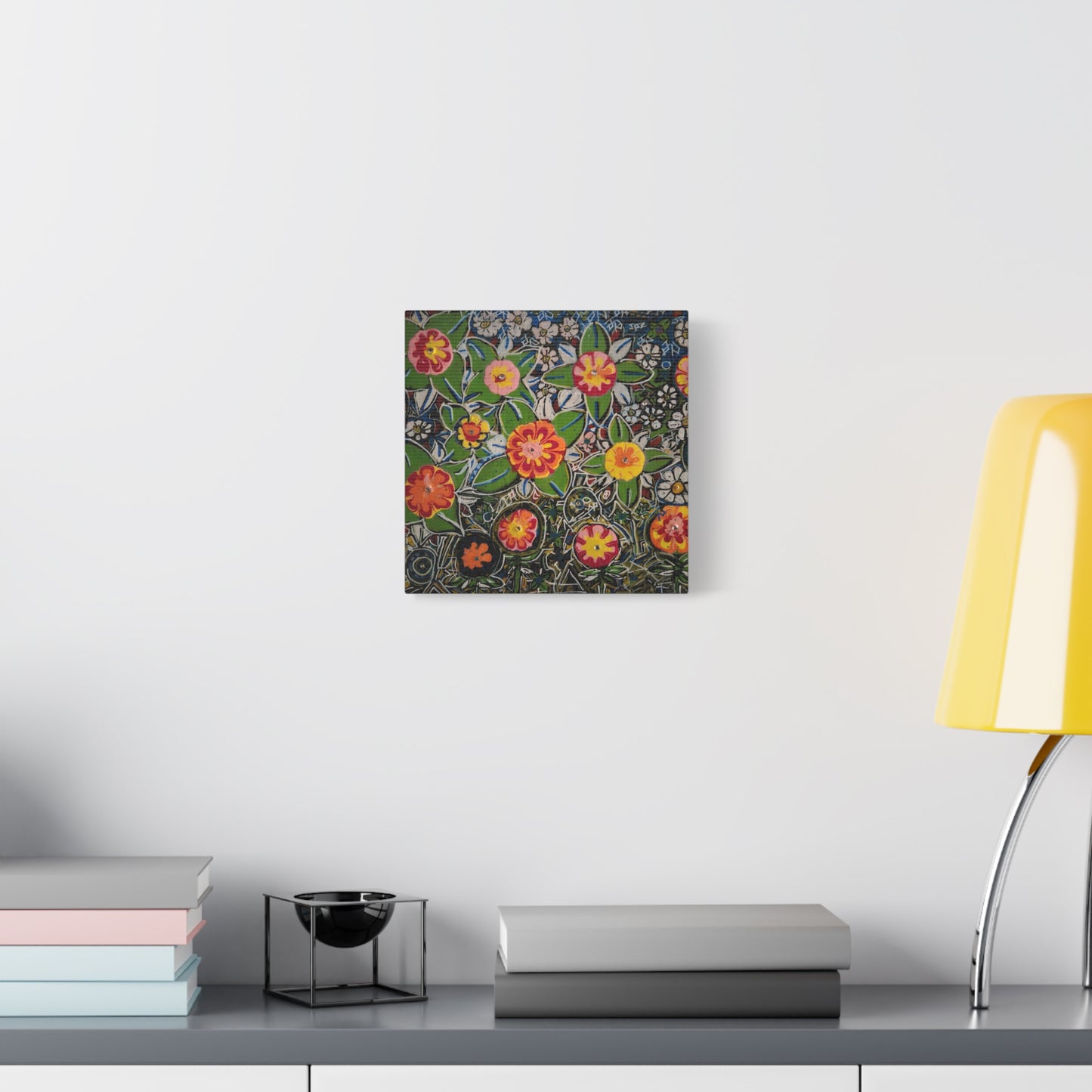 Urban_gardening-04 - Floral Pop Matte Stretched Canvas – Colorful Hand-Painted Garden Wall Art