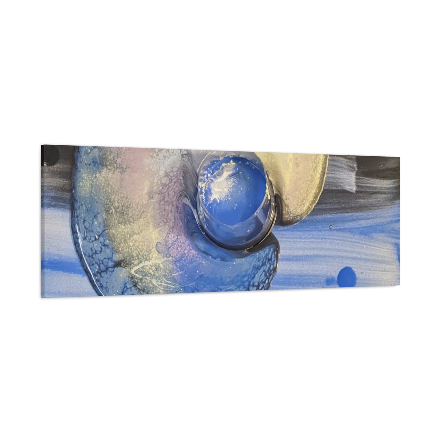 the nautilus - Abstract Blue Spiral Matte Canvas Art - Nautical Coastal Wall Decor