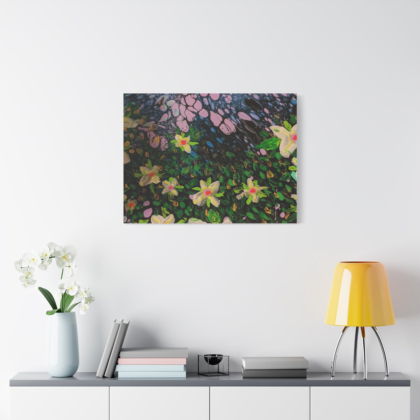 Floetrol&Flowers - Night Pour Garden Matte Canvas Print — Stretched Wall Art