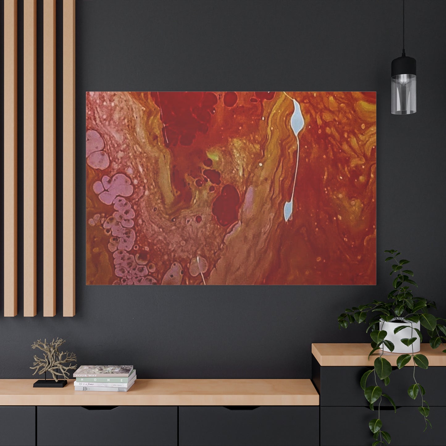 Abstract Red Fluid Art Canvas Print — Matte Stretched Wall Art