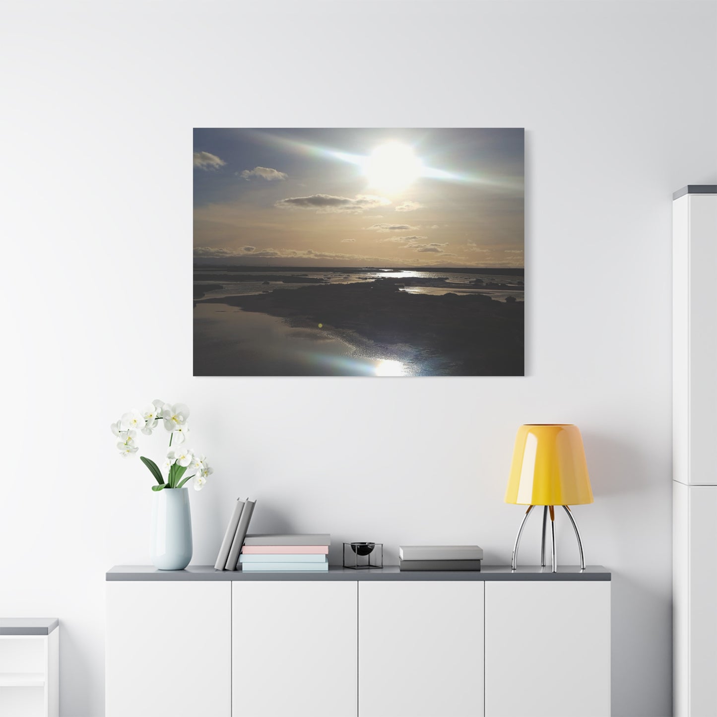 Sunlit Coastal Reflection (don edwards preserve)Canvas Print — Matte Stretched Wall Art