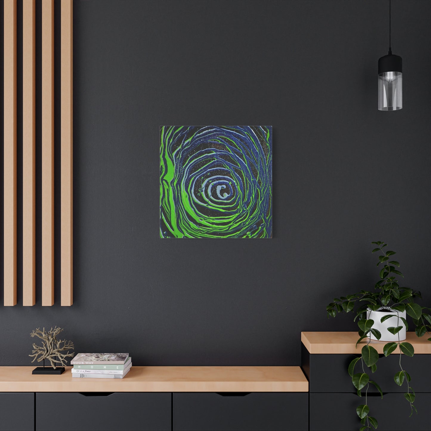 Abstract Green Swirl Matte Canvas Art — Stretched 1.25" Wall Décor