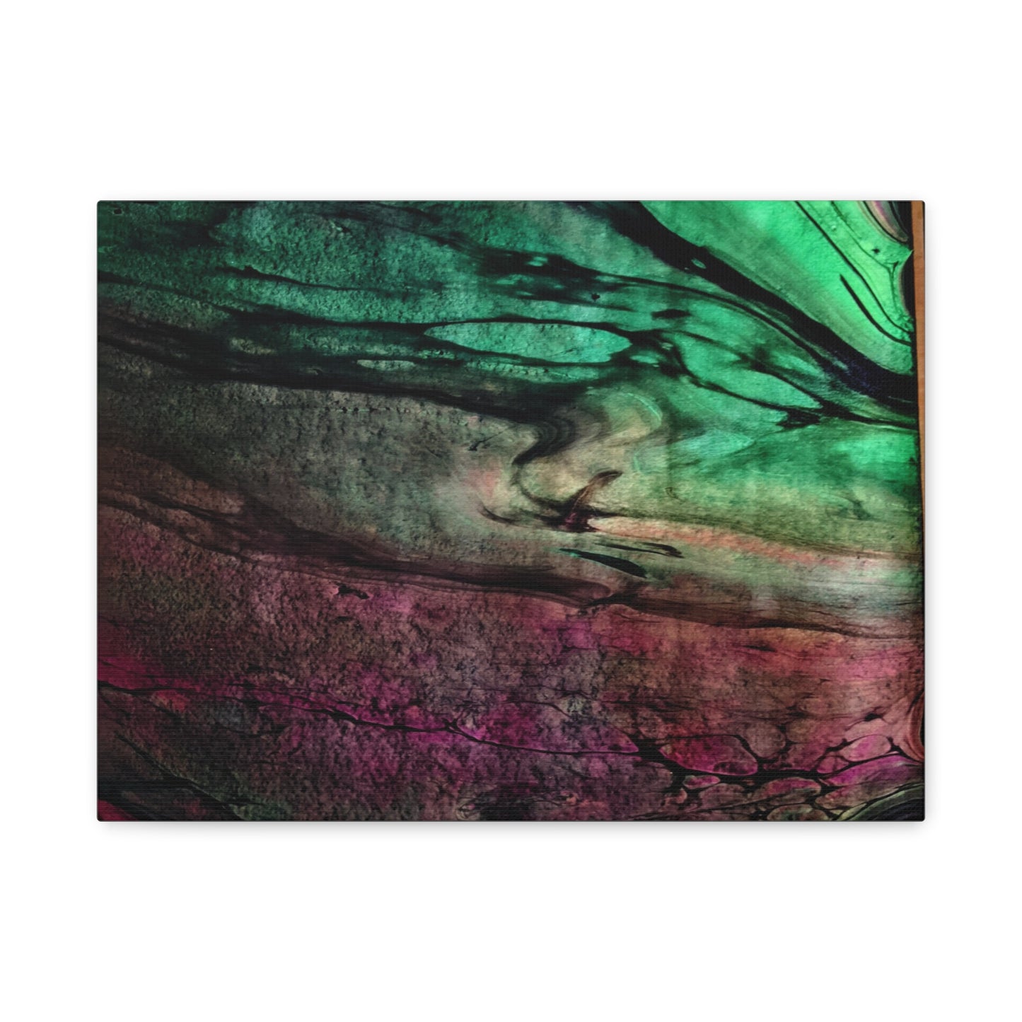 flame tempered pour - Abstract Teal & Magenta Canvas Wall Art — Matte Stretched 1.25"