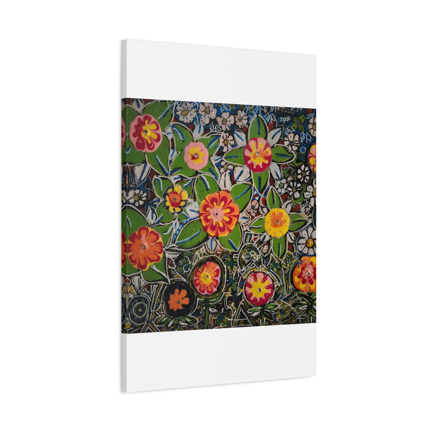 Urban_gardening-04 - Floral Pop Matte Stretched Canvas – Colorful Hand-Painted Garden Wall Art