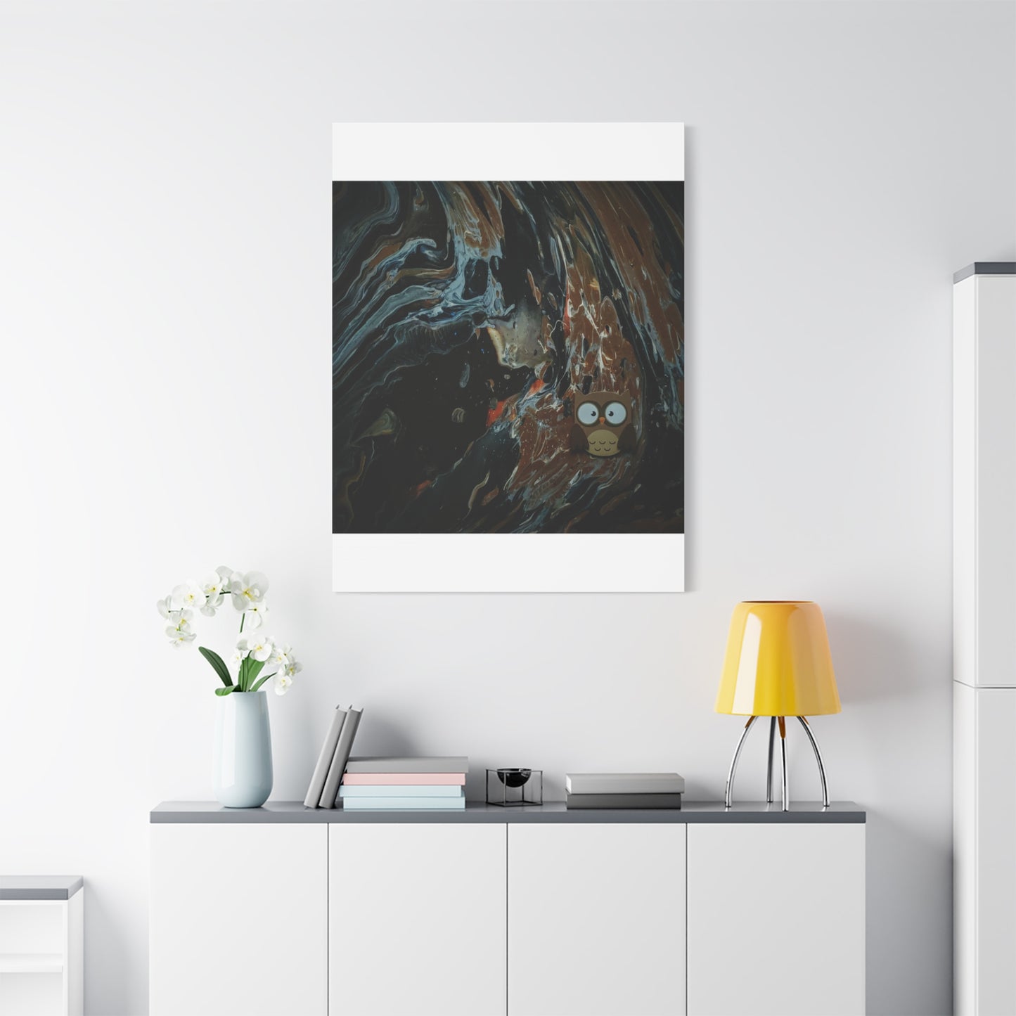 Abstract Swirl Owl Matte Canvas Print