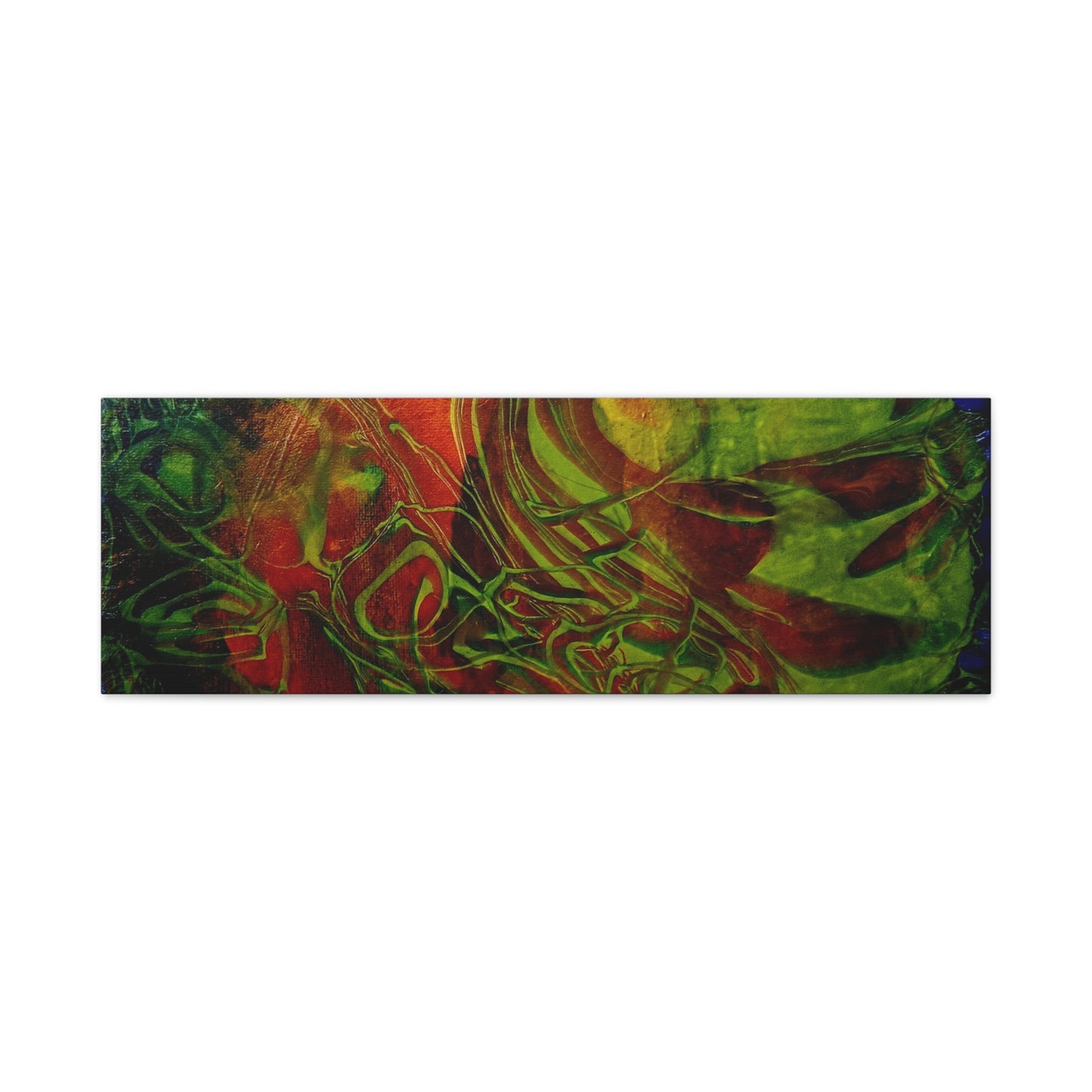 Abstract Green & Red Fluid Art Canvas Print