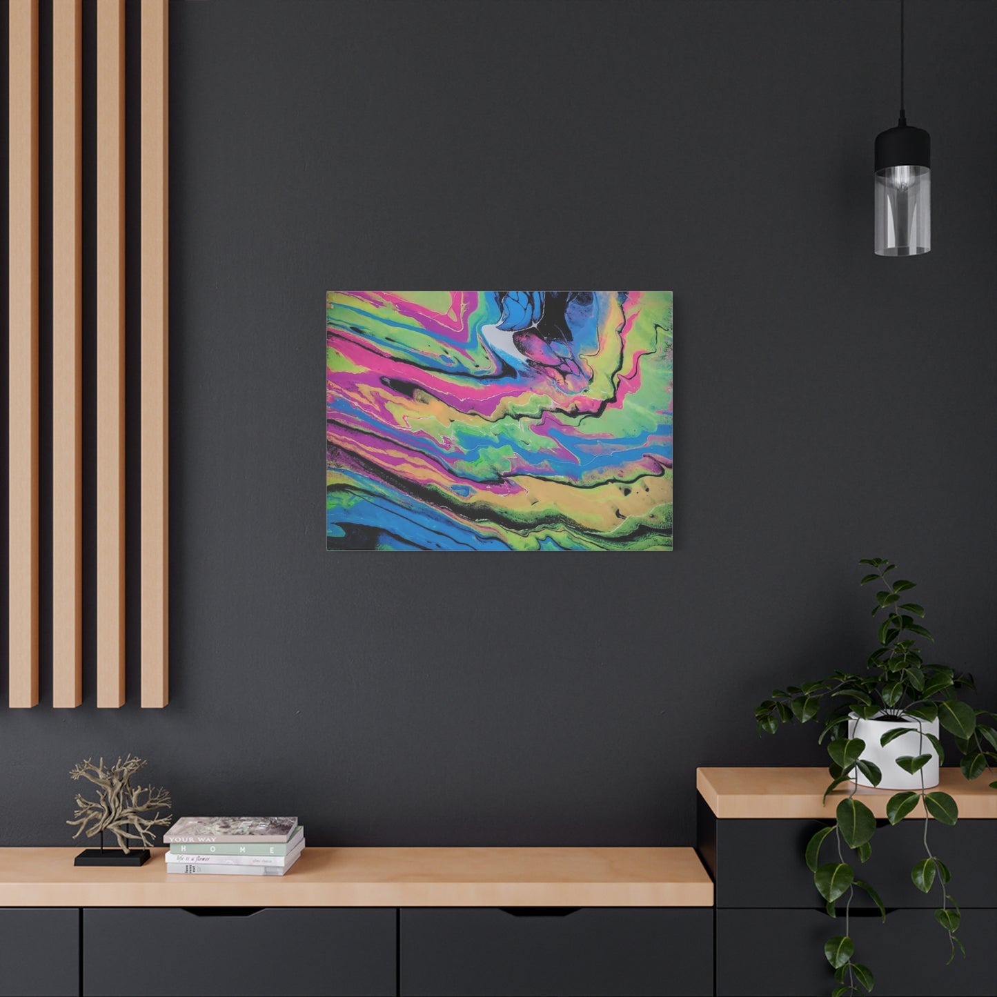 Abstract Neon Fluid Art Canvas Print — Vibrant Psychedelic Wall Decor