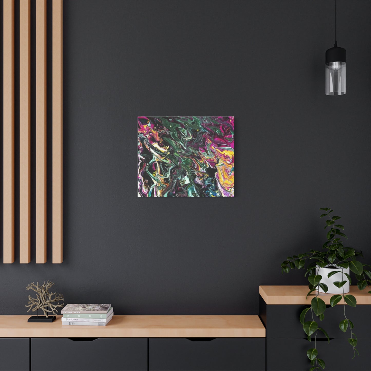 chaos in the garden - Abstract Fluid Art Matte Canvas Print - Colorful Swirl Wall Art