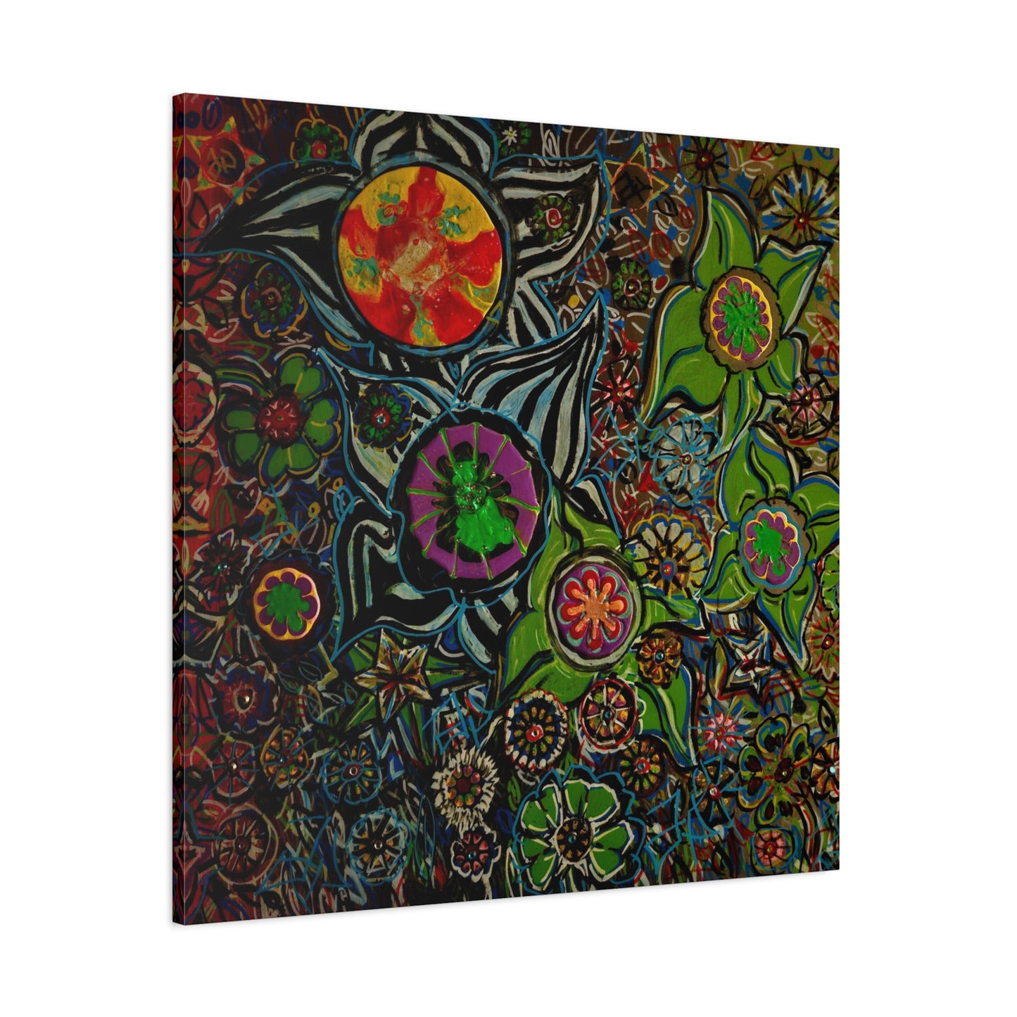 Urban_gardening-03 - Psychedelic Floral Canvas Print — Vibrant Abstract Garden Wall Art