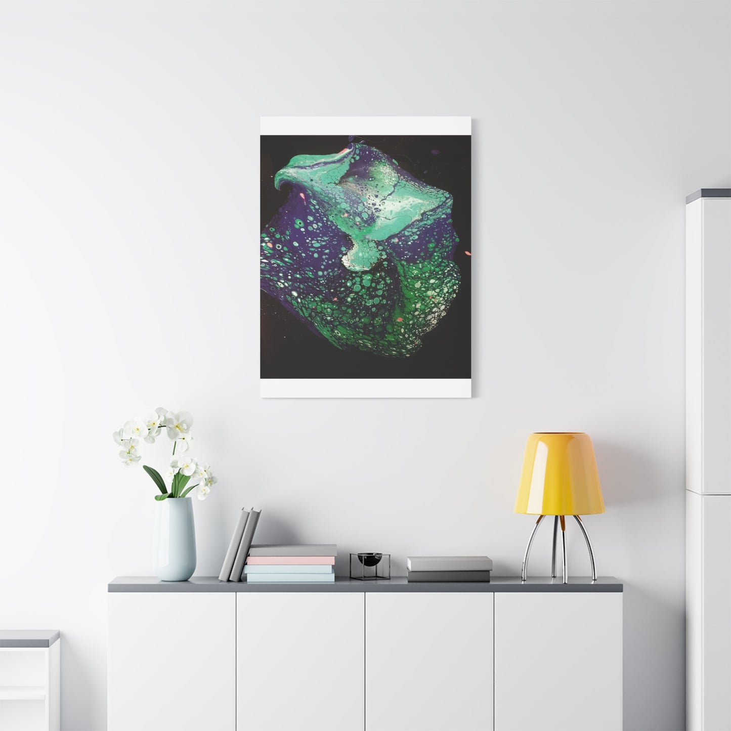 Abstract Green & Teal Fluid Art Canvas Print - Matte Stretched Wall Art