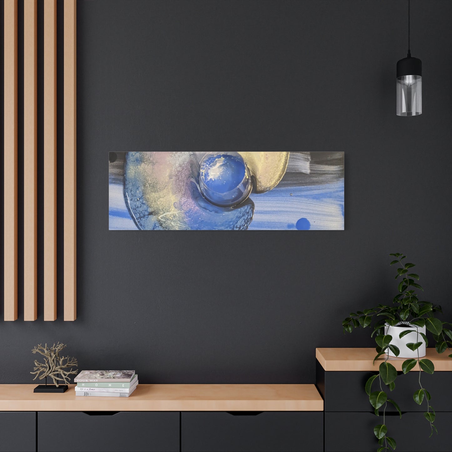 the nautilus - Abstract Blue Spiral Matte Canvas Art - Nautical Coastal Wall Decor