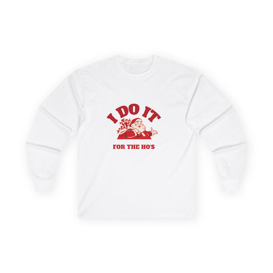 Long Sleeve Tee — "I Do It for the Ho's" Retro Angel Graphic