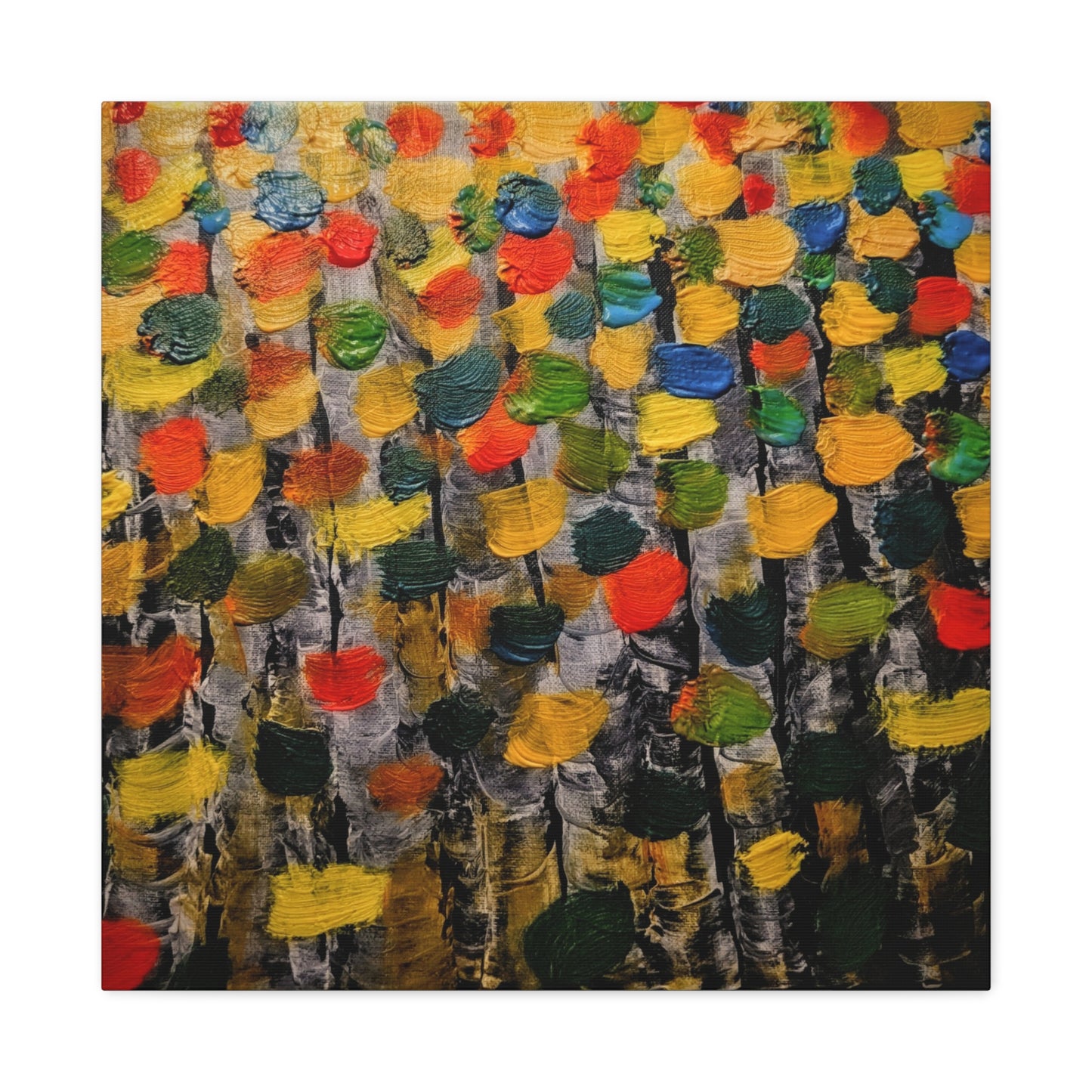birch trees with color strokes - Abstract Color Bloom Matte Canvas Wall Art — Stretched 1.25"