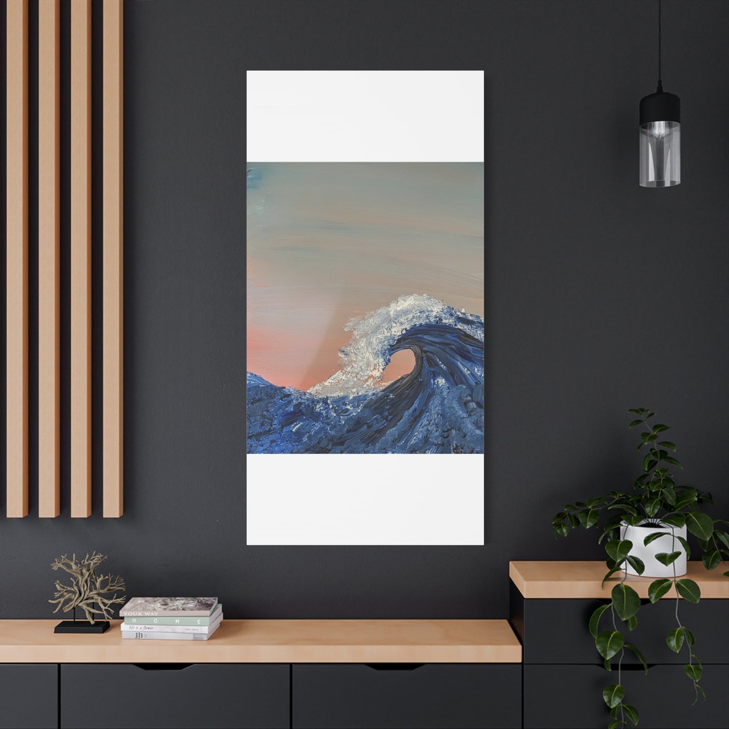 California_Coast - Ocean Wave Canvas Art — Blue Wave Seascape Matte Stretched Canvas