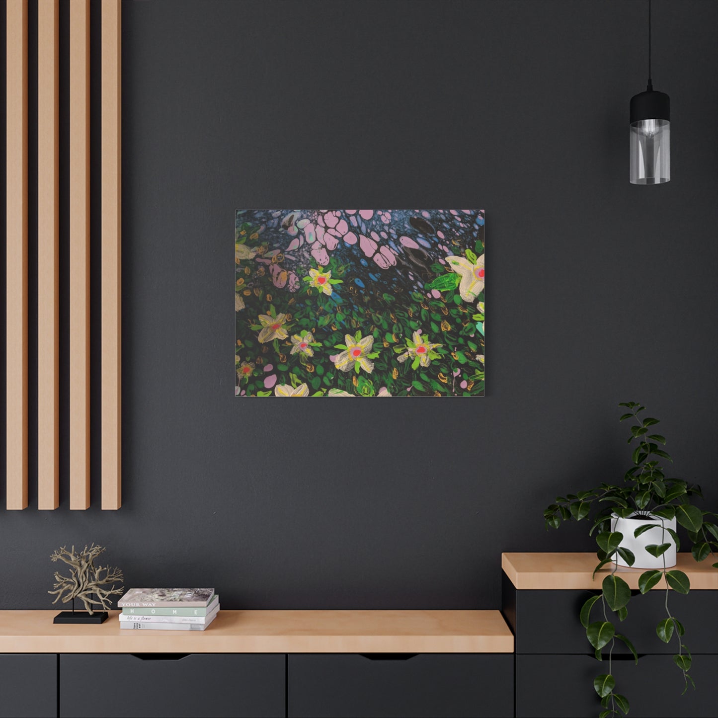 Floetrol&Flowers - Night Pour Garden Matte Canvas Print — Stretched Wall Art