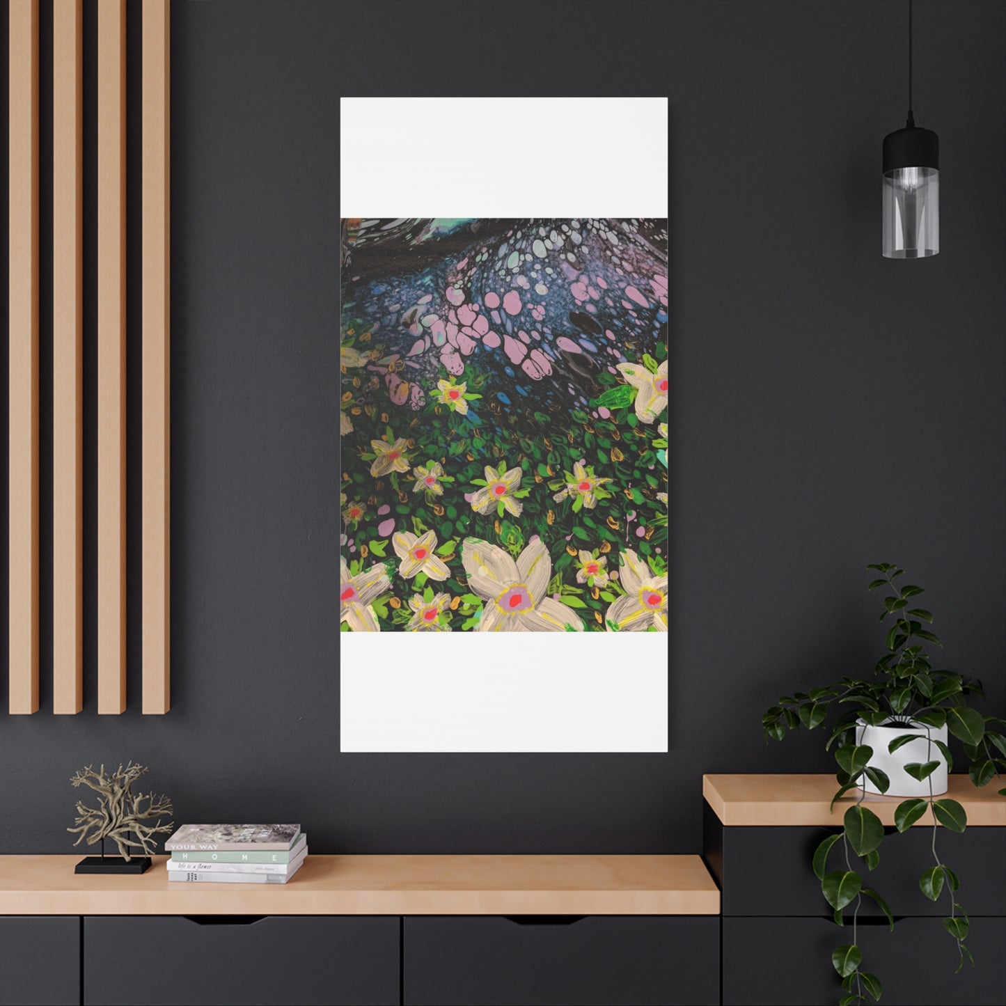 Floetrol&Flowers - Night Pour Garden Matte Canvas Print — Stretched Wall Art