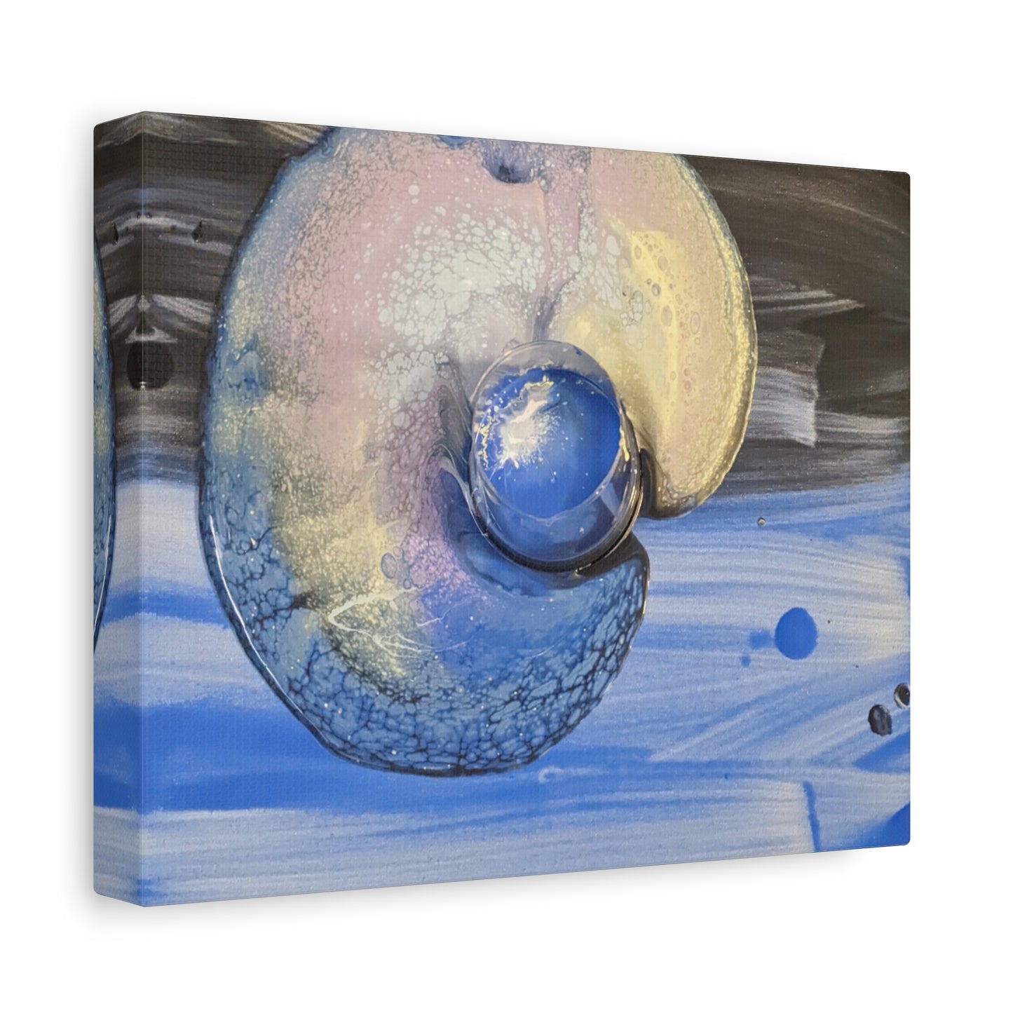 the nautilus - Abstract Blue Spiral Matte Canvas Art - Nautical Coastal Wall Decor