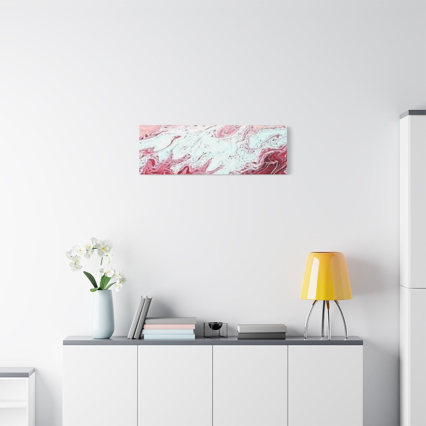 Abstract Pink & Red Fluid Art Canvas — Matte Stretched Wall Art