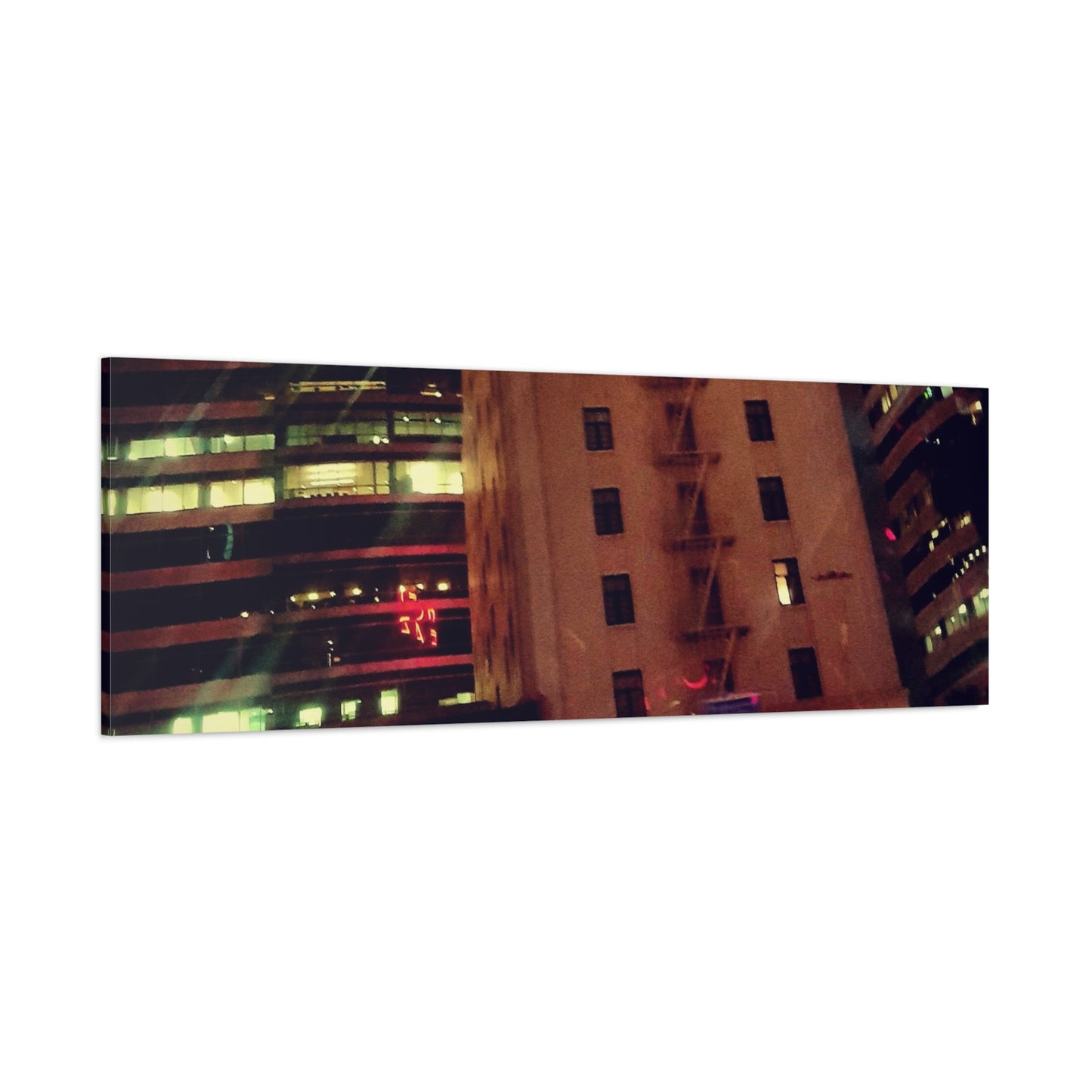Hotel DeAnza - City Nightscape Canvas Print — Urban Street Art Building Matte Stretched 1.25"