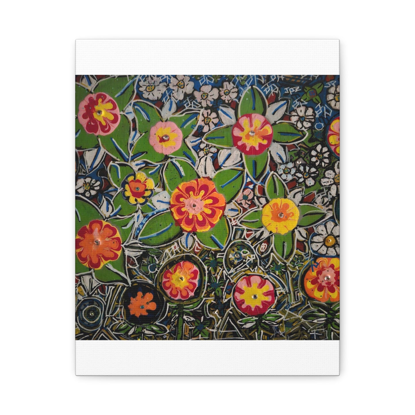 Urban_gardening-04 - Floral Pop Matte Stretched Canvas – Colorful Hand-Painted Garden Wall Art