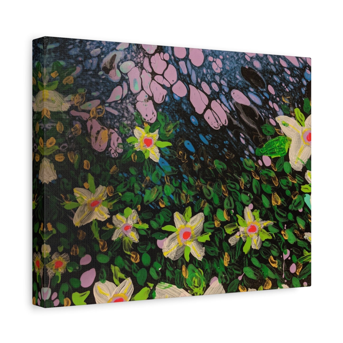 Floetrol&Flowers - Night Pour Garden Matte Canvas Print — Stretched Wall Art