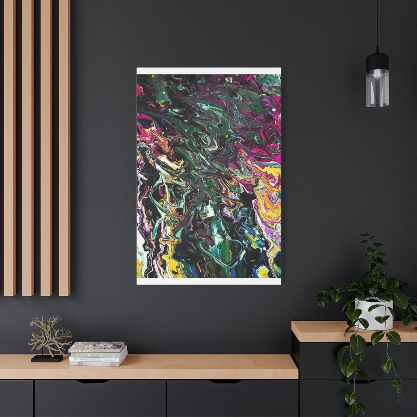 chaos in the garden - Abstract Fluid Art Matte Canvas Print - Colorful Swirl Wall Art
