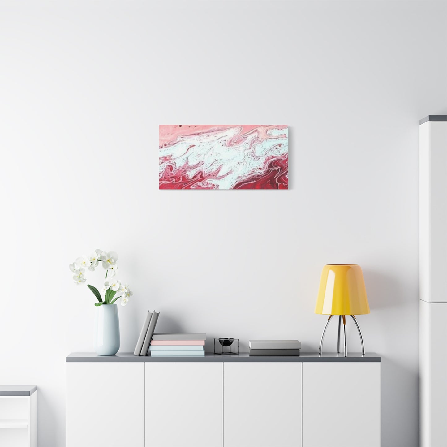 Abstract Pink & Red Fluid Art Canvas — Matte Stretched Wall Art