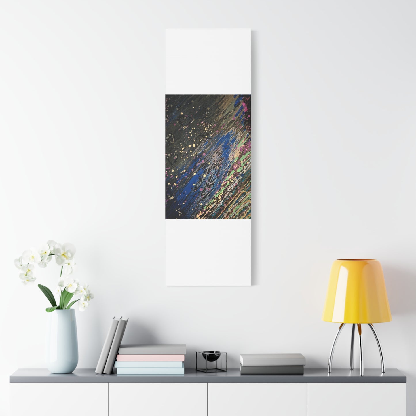 Abstract Splatter Matte Canvas Print — Colorful Fluid Art Wall Decor, Stretched 1.25"