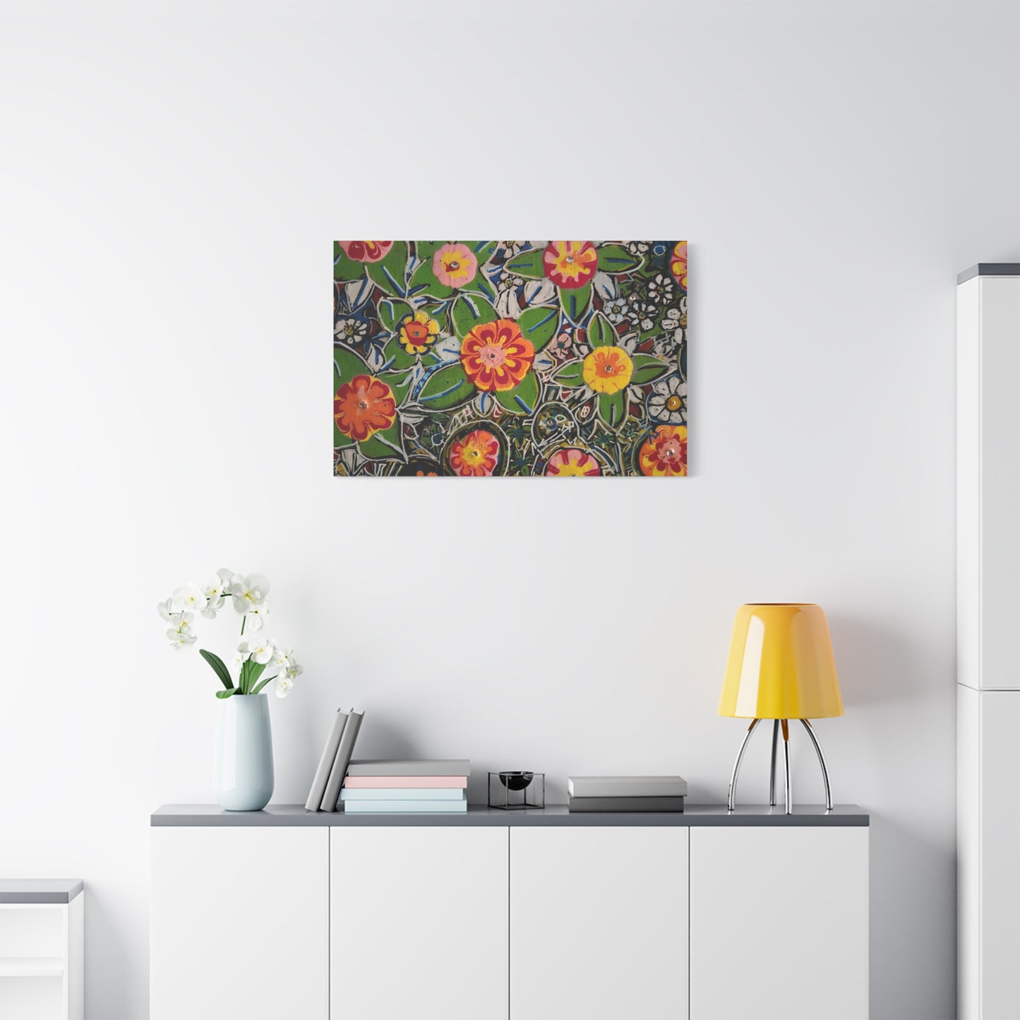 Urban_gardening-04 - Floral Pop Matte Stretched Canvas – Colorful Hand-Painted Garden Wall Art