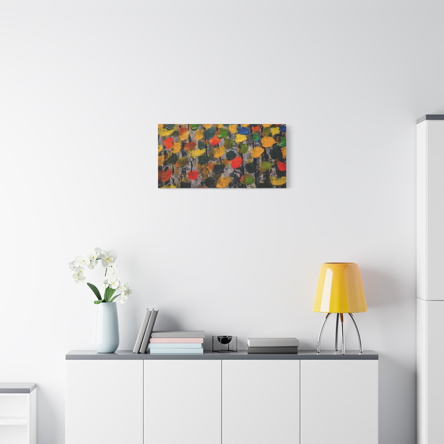 birch trees with color strokes - Abstract Color Bloom Matte Canvas Wall Art — Stretched 1.25"