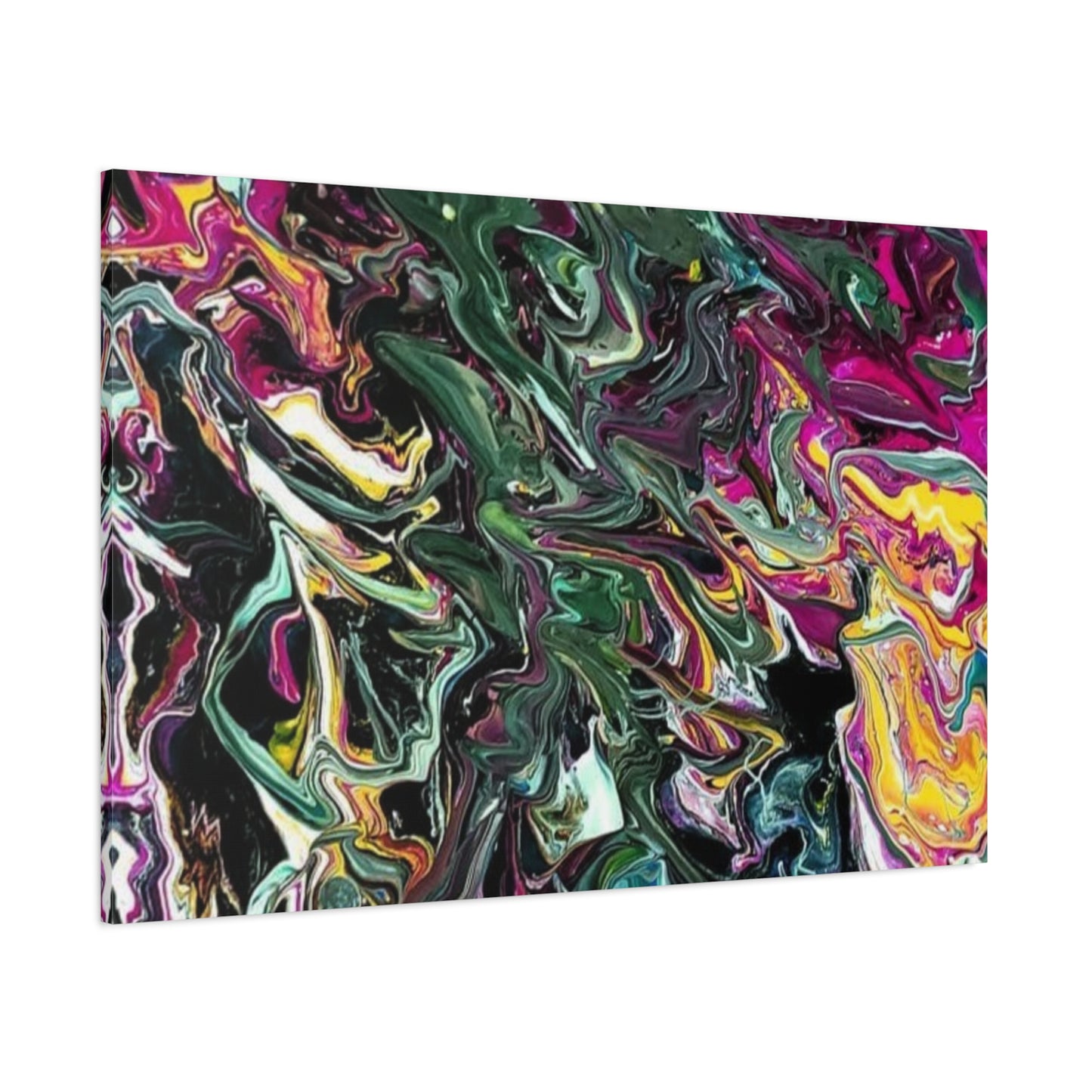 chaos in the garden - Abstract Fluid Art Matte Canvas Print - Colorful Swirl Wall Art
