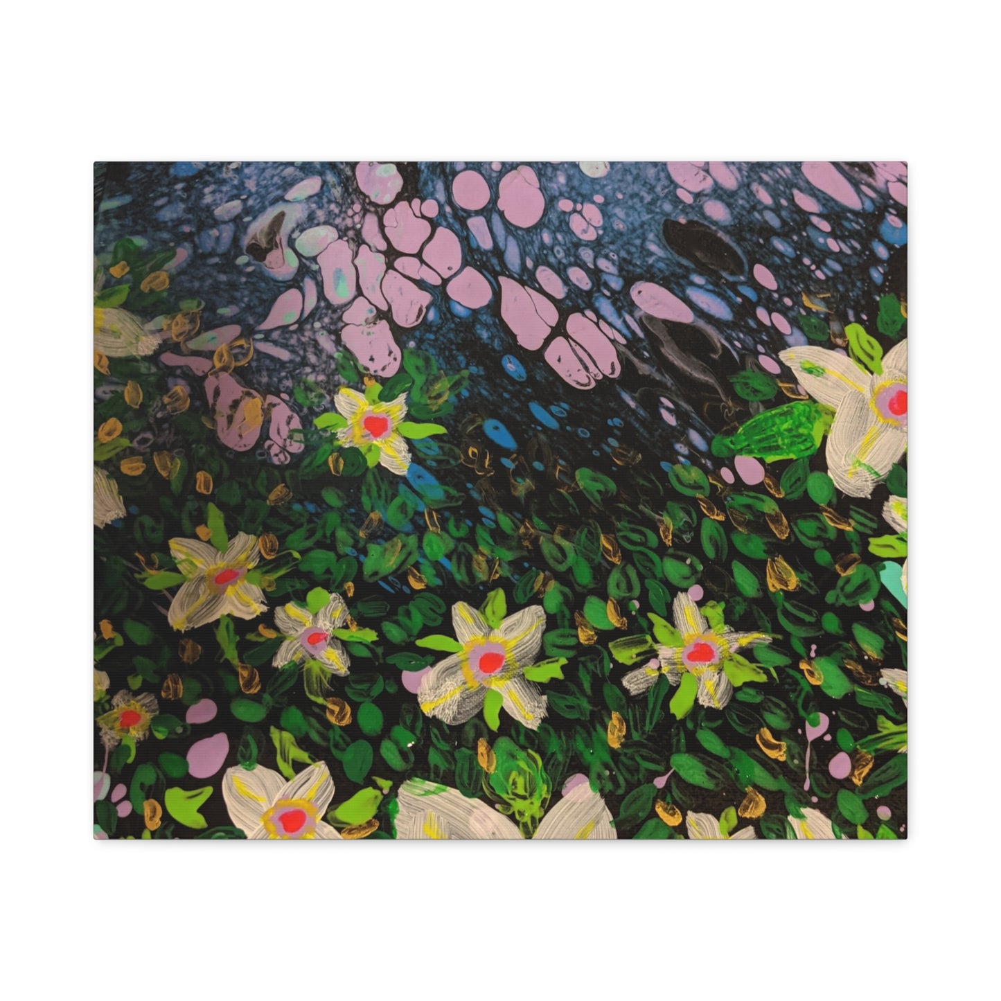 Floetrol&Flowers - Night Pour Garden Matte Canvas Print — Stretched Wall Art