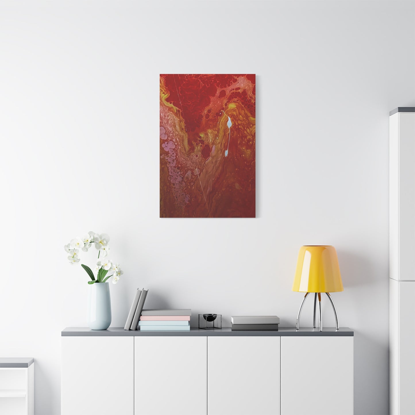 Abstract Red Fluid Art Canvas Print — Matte Stretched Wall Art