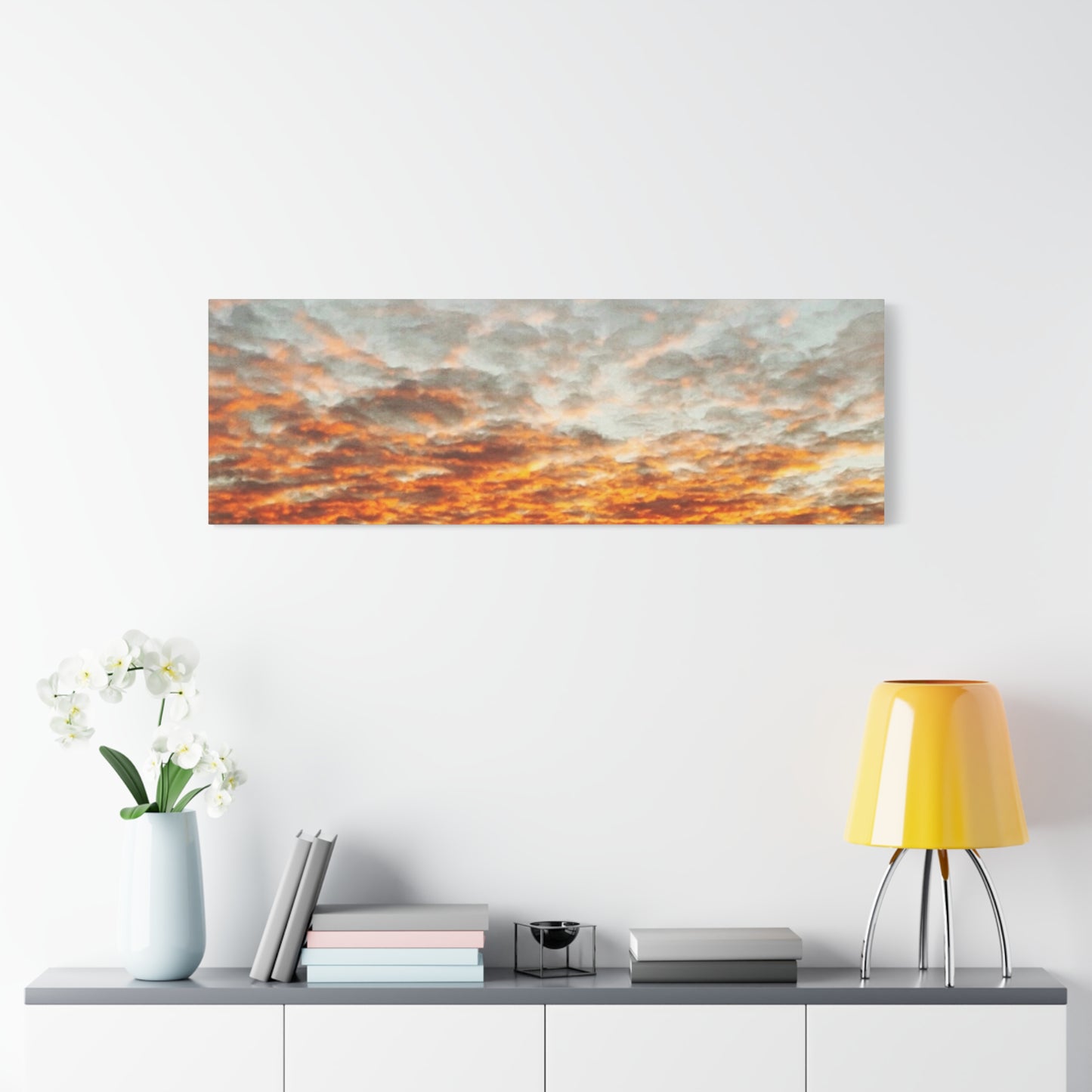 Sunset Sky Canvas Print — Orange Cloudscape Matte Stretched Wall Art