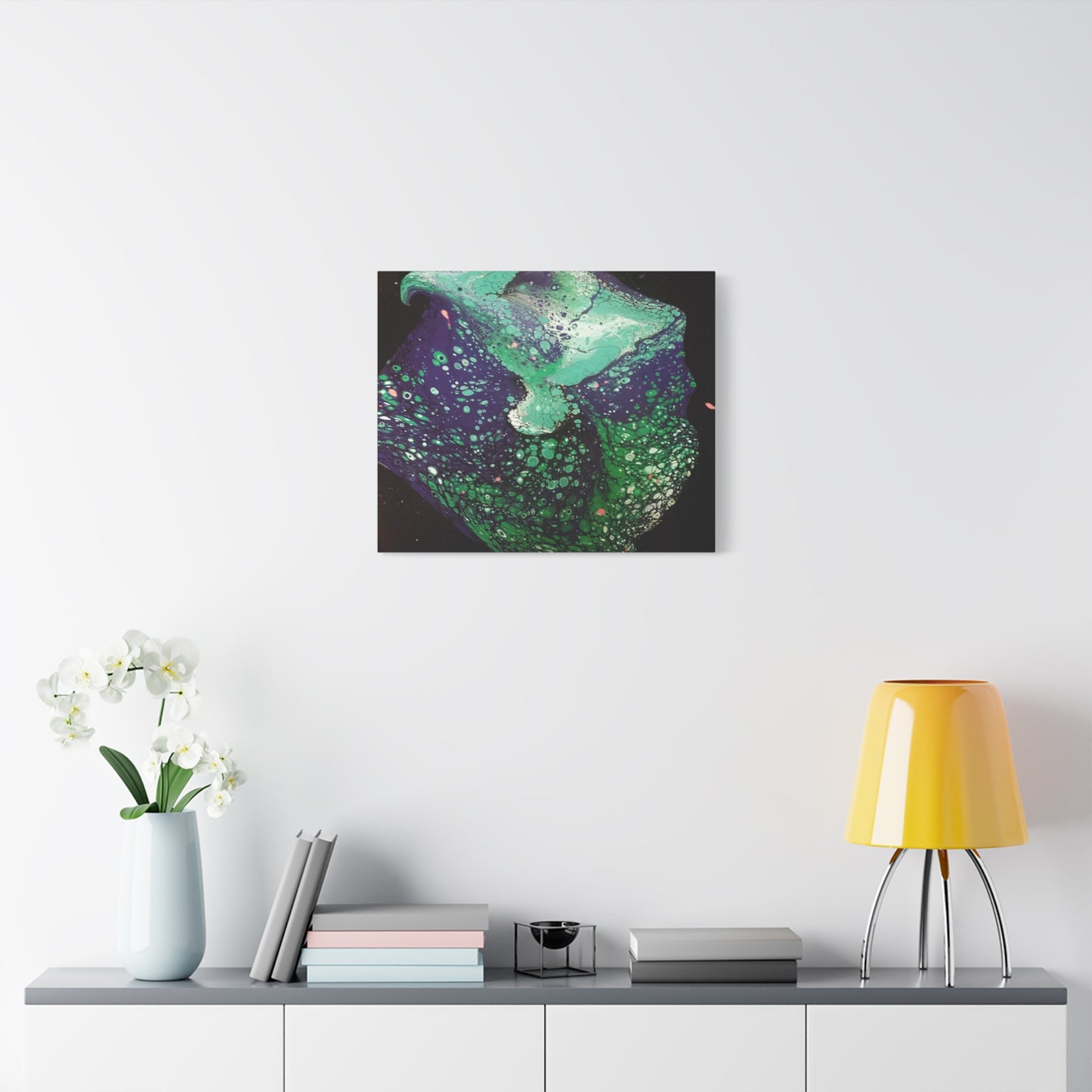 Abstract Green & Teal Fluid Art Canvas Print - Matte Stretched Wall Art