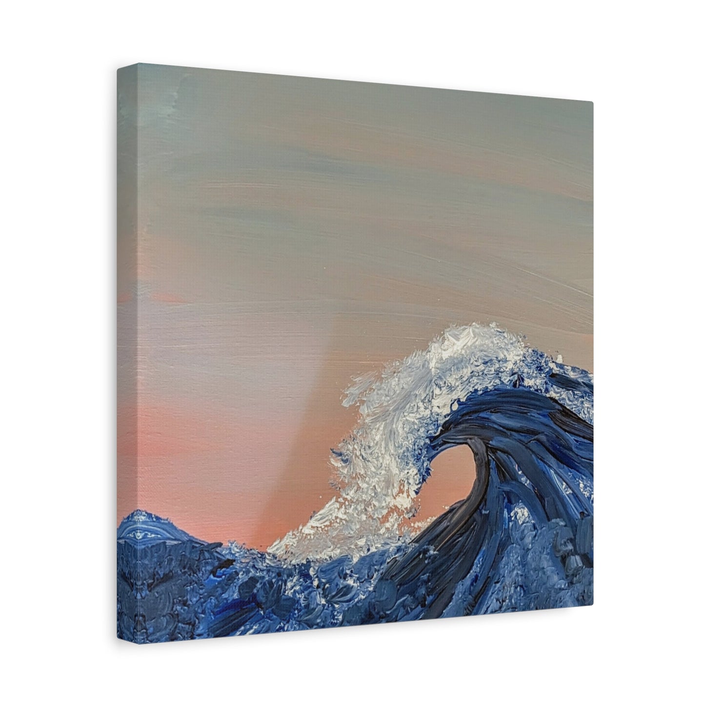 California_Coast - Ocean Wave Canvas Art — Blue Wave Seascape Matte Stretched Canvas