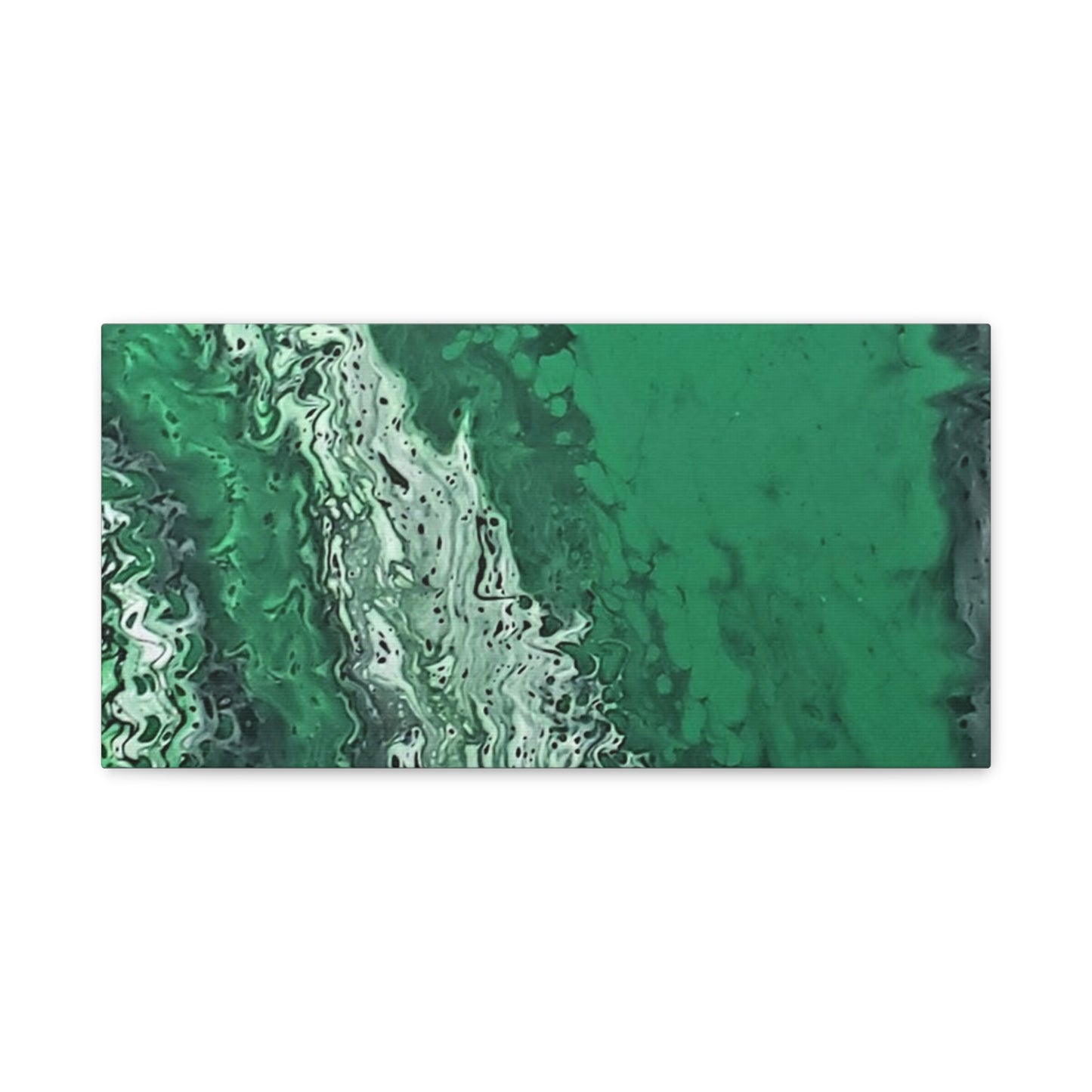 Emerald Wave Abstract Canvas Print — Matte Stretched Wall Art
