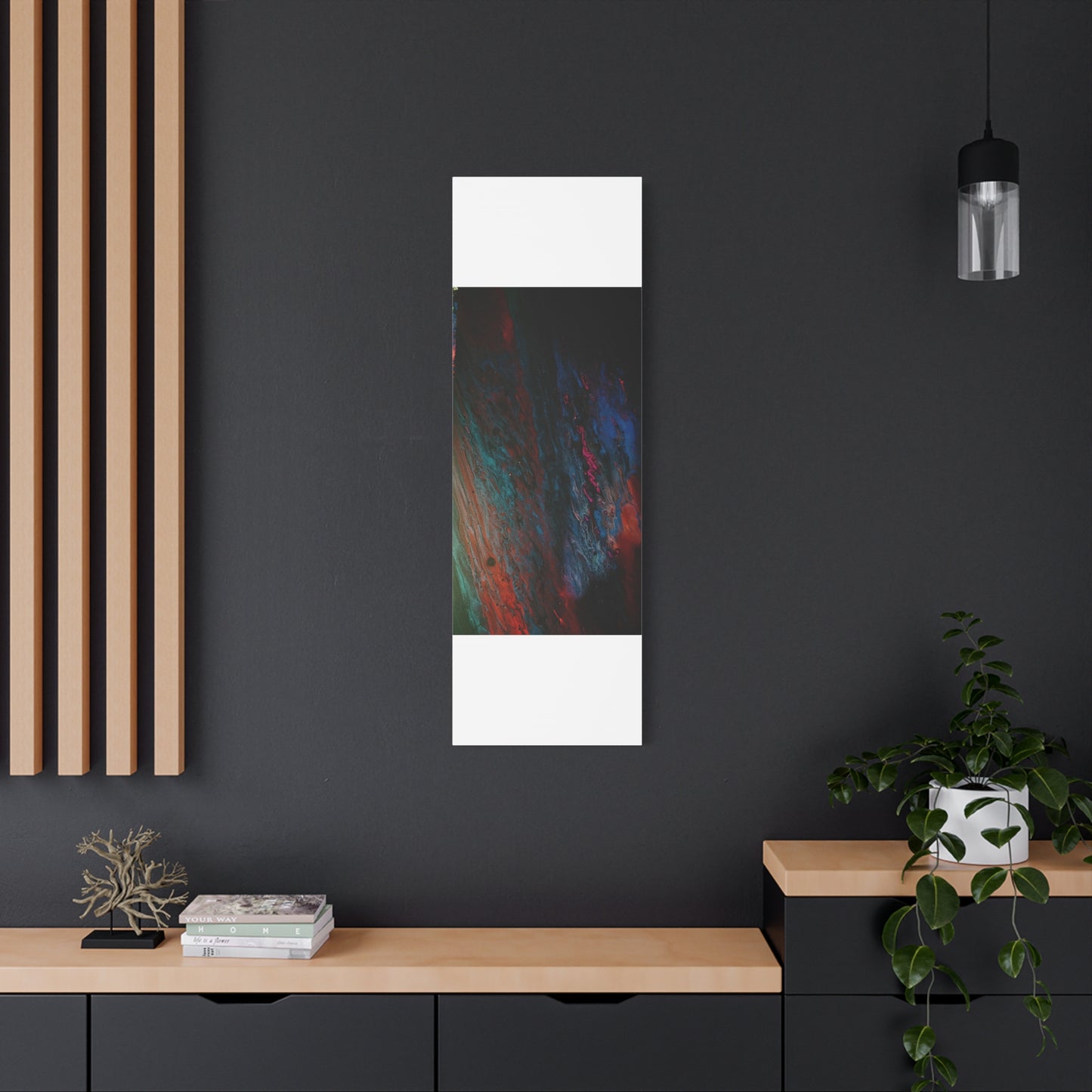 Abstract Fluid Art Canvas Wall Art - Jupiter pour — Vibrant Ocean Night Matte Stretched Canvas