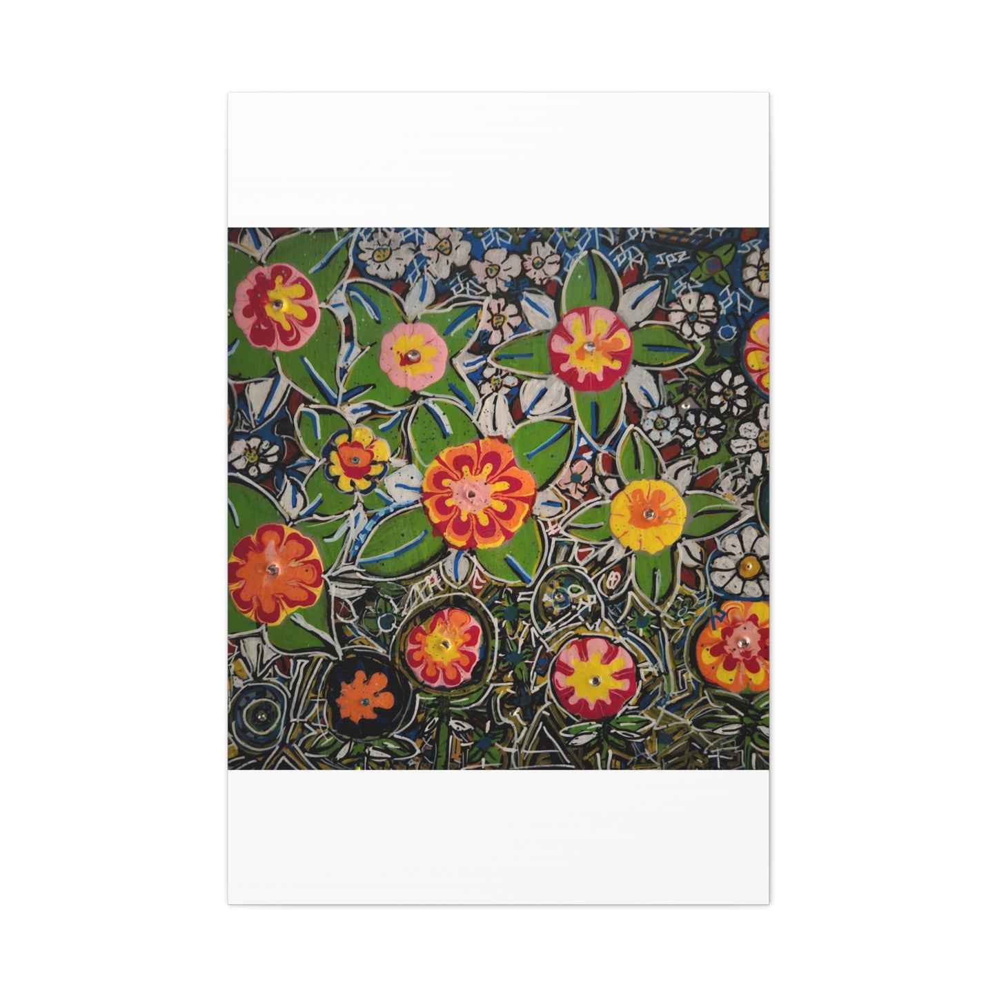Urban_gardening-04 - Floral Pop Matte Stretched Canvas – Colorful Hand-Painted Garden Wall Art