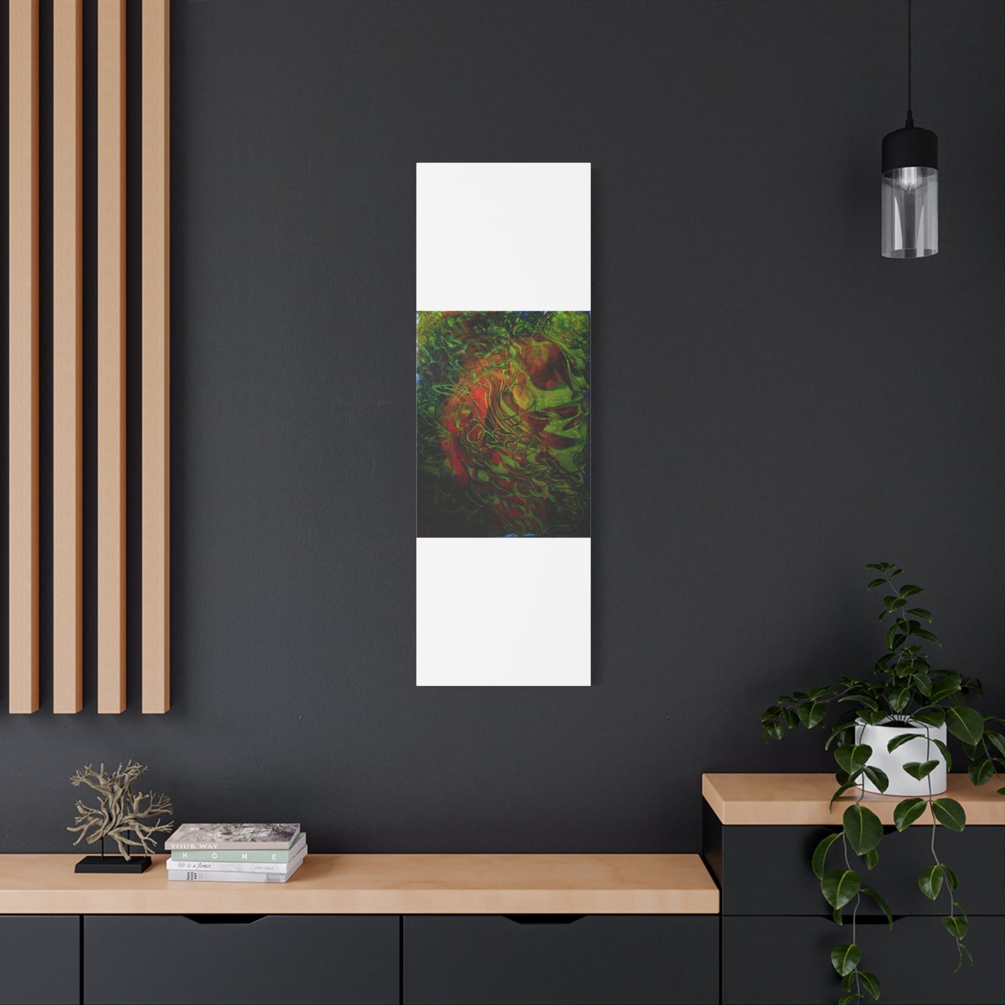 Abstract Green & Red Fluid Art Canvas Print